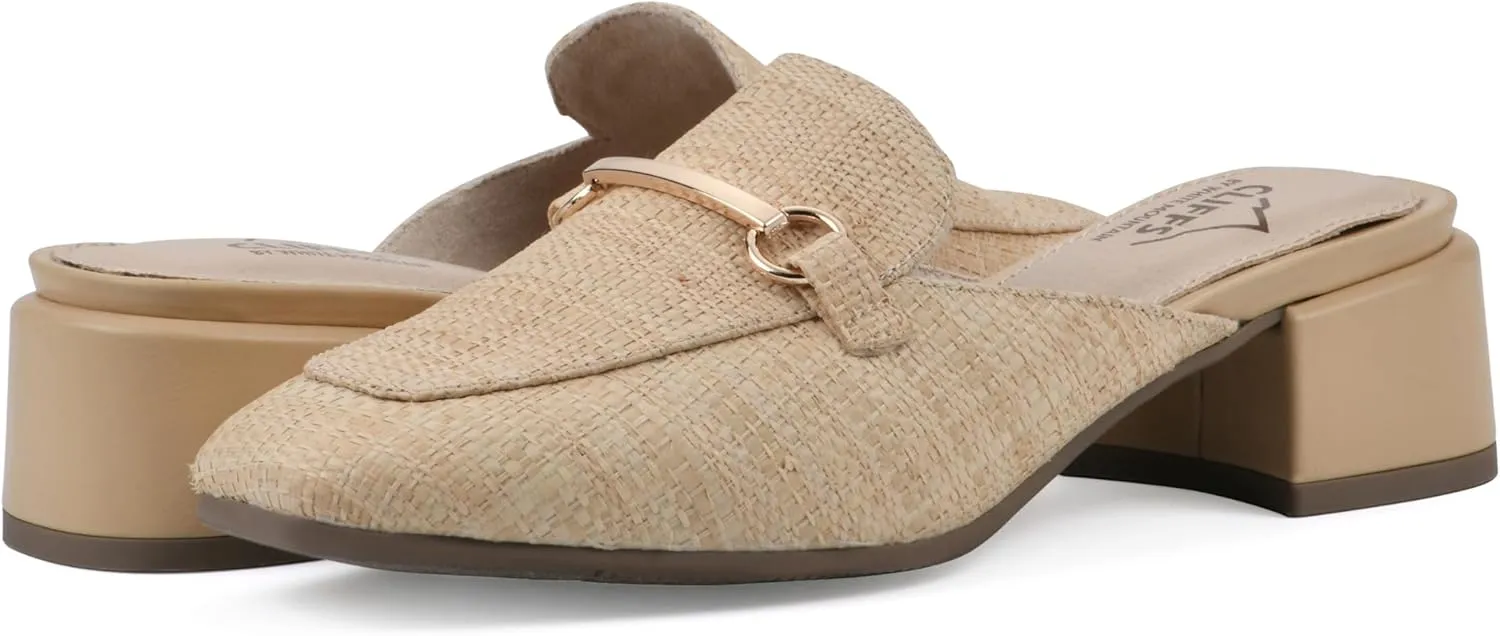 CLIFFS BY WHITE MOUNTAIN Women's Quin Low Block Heel Loafer Style Mule