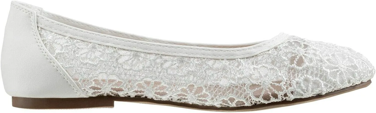 CLOVERLAY Women's Ballet Shoe Floral Breathable Crochet Lace Ballet Flats