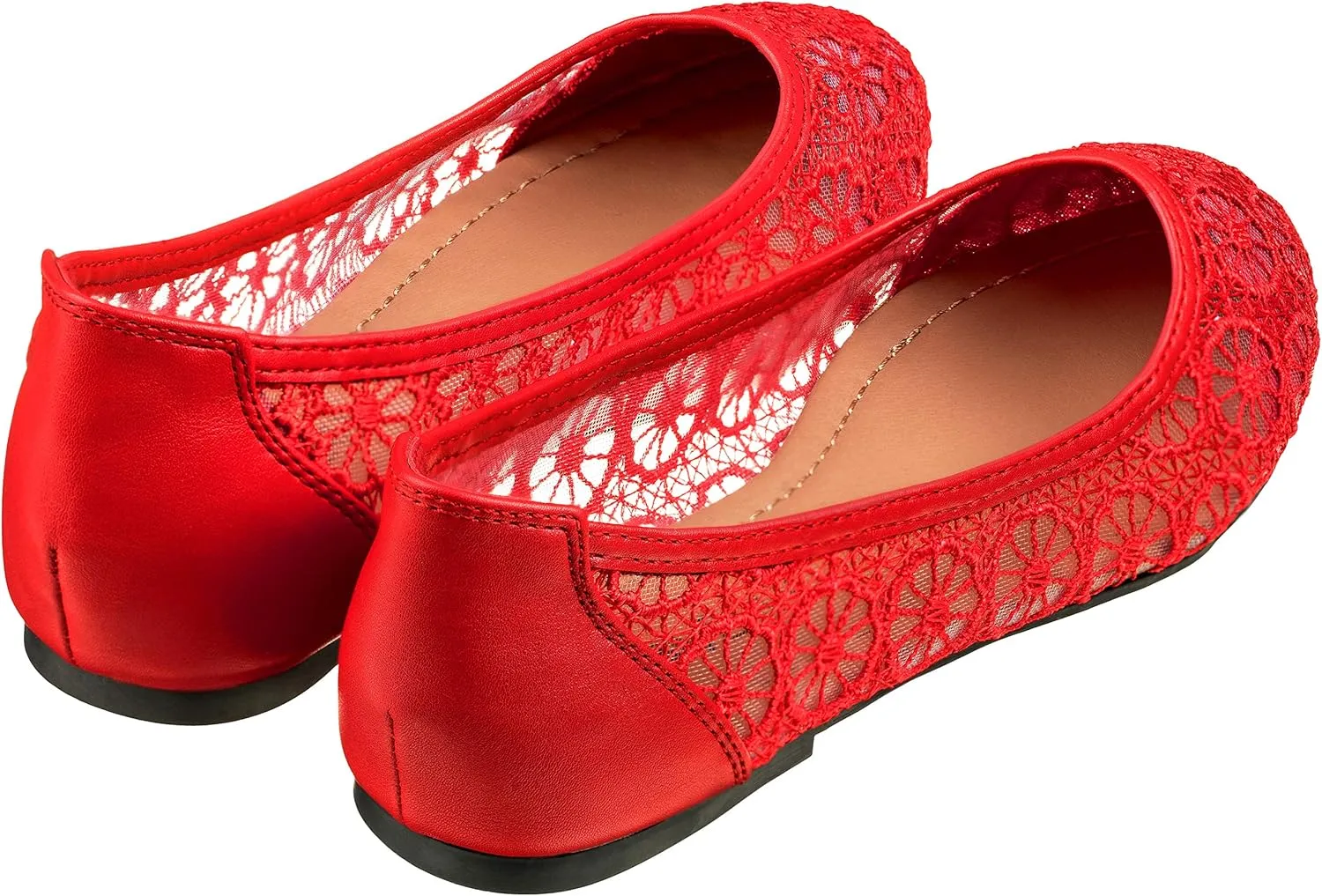 CLOVERLAY Women's Ballet Shoe Floral Breathable Crochet Lace Ballet Flats