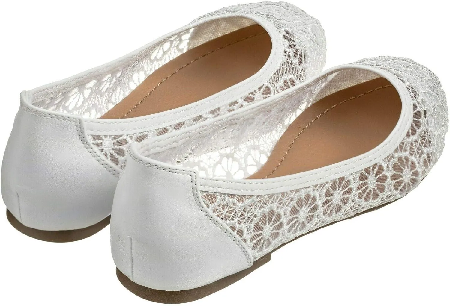 CLOVERLAY Women's Ballet Shoe Floral Breathable Crochet Lace Ballet Flats