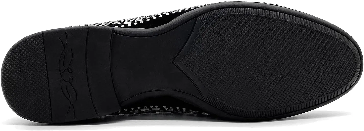 CMM Men's Pointed Toe Rivet Dress Shoes Glitter Modern Metallic Slip On Loafers Plus Size