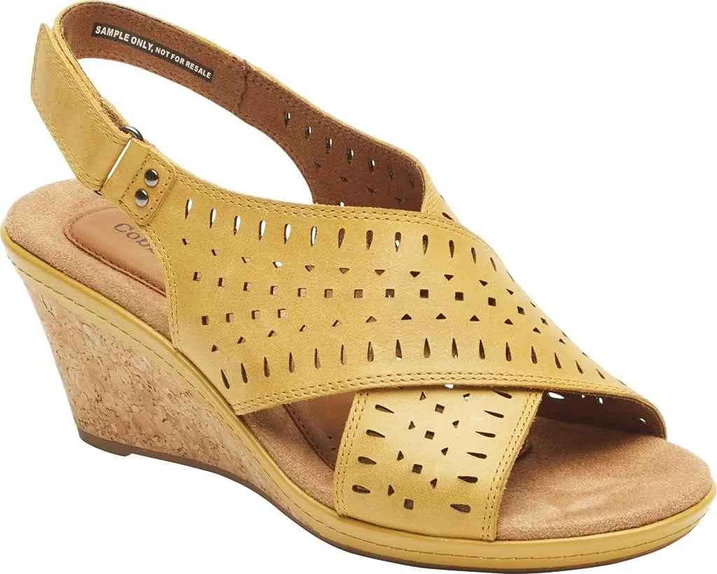 Cobb Hill Women's Rockport Janna Wedge Slingback Sandal Sunbeam Leather 7 M