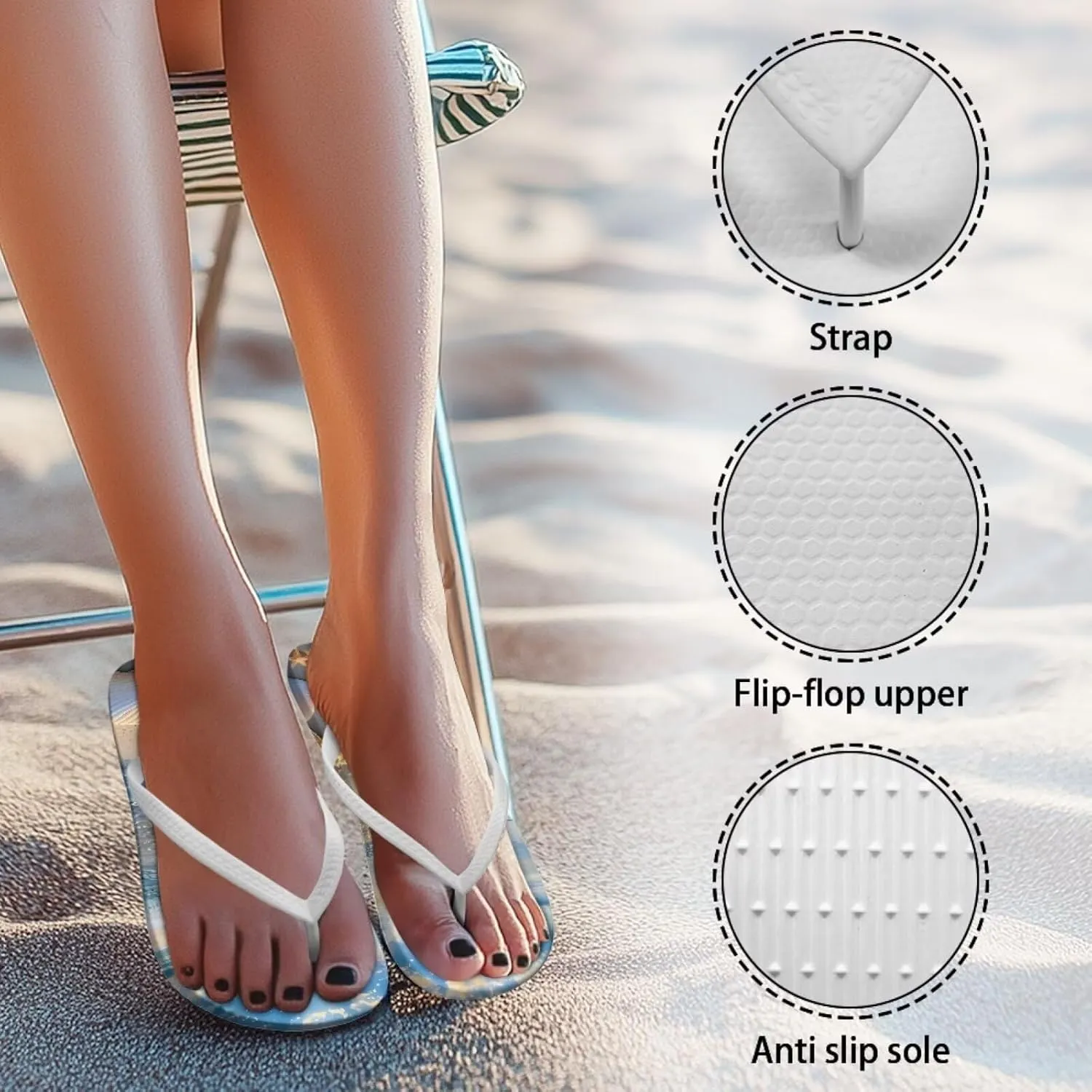 Coloranimal Womens Flip Flops Summer Beach Sandals Non Slip Flip Flops Thong Sandals for Women Lightweight Ladies Slip On Summer Slippers