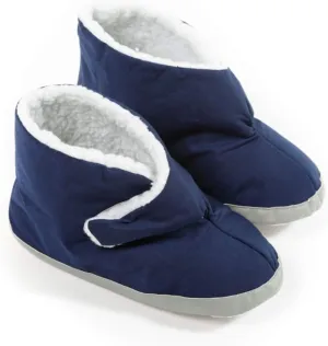 Comfort Finds Mens Edema Boots – Extra Wide & Roomy Swollen Foot Shoes – Soft Adjustable Slippers for Sensitive Skin & Diabetic Feet Relief (X-Large 12 1/2-13, Navy)