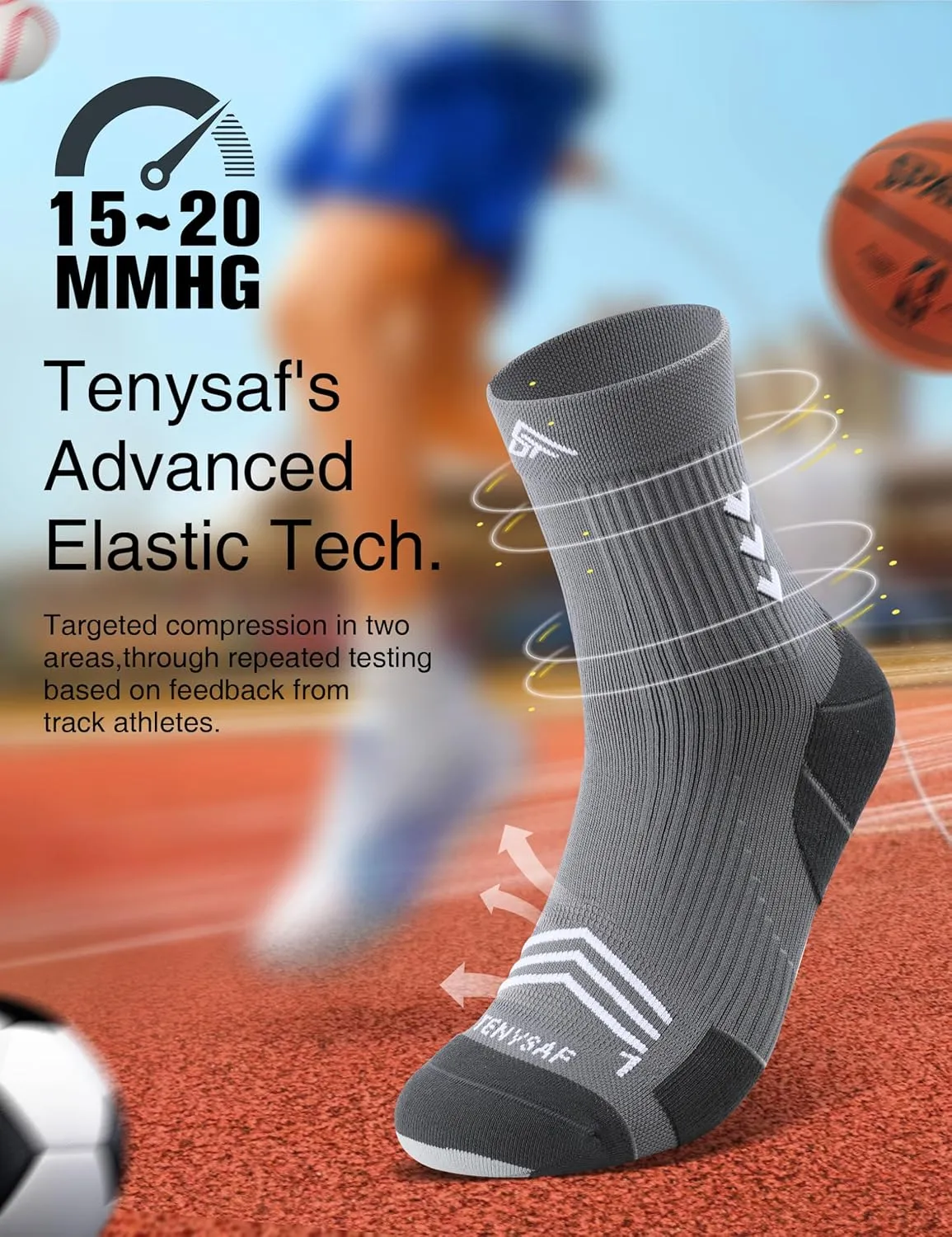Compression Sport Running Socks: Athletic Crew Socks for Men Women Cycling Hiking Basketball Work,3 Pairs