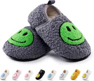 COVS Smile Face Slippers Kids Toddler Slippers for Boys Girls Slippers Toddler House Shoes Non-Slip TPR Soft Sole Kids Slippers Home Socks Shoes