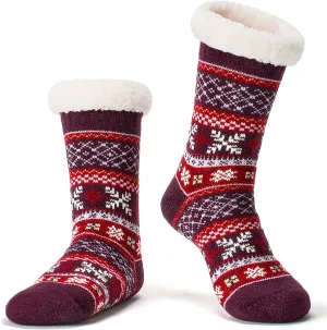 Cozylook Women's Fuzzy Slipper Socks with Non-Slip Grippers, Cozy Fluffy Sherpa Lined, Cute Christmas Gifts