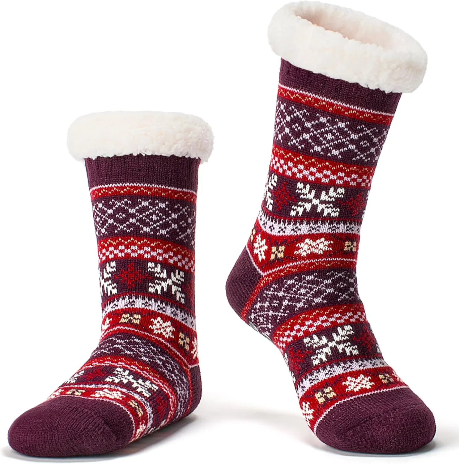 Cozylook Women's Fuzzy Slipper Socks with Non-Slip Grippers, Cozy Fluffy Sherpa Lined, Cute Christmas Gifts