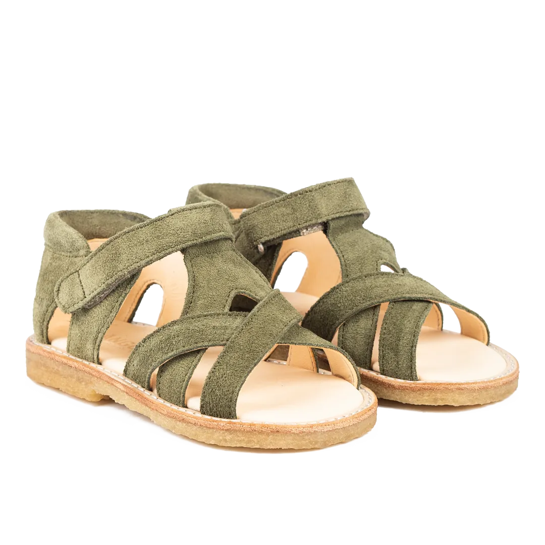 Cross sandal with open toe and velcro closure