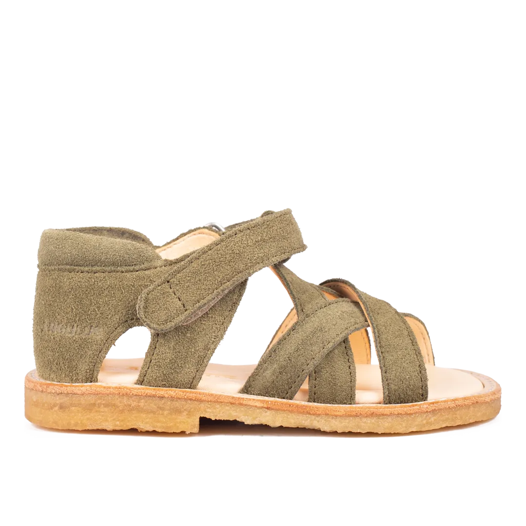 Cross sandal with open toe and velcro closure
