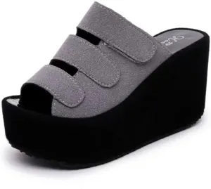 CROSSBABY Women’s Fish Mouth Open Toe Platform Wedge Sandals,Fashion Comfortable Non-Slip Slip on Lightweight Outdoor Wedges Slides Sandal Casual Shoes