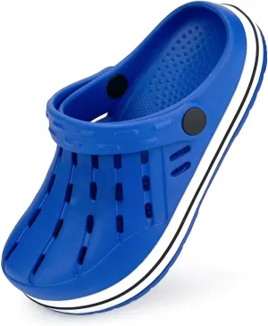 Cubufly Kids Garden Shoes Boys Girls Glitter Stripe Band Clogs Toddler Slip On Water Sandals Children Beach Pool Slipper