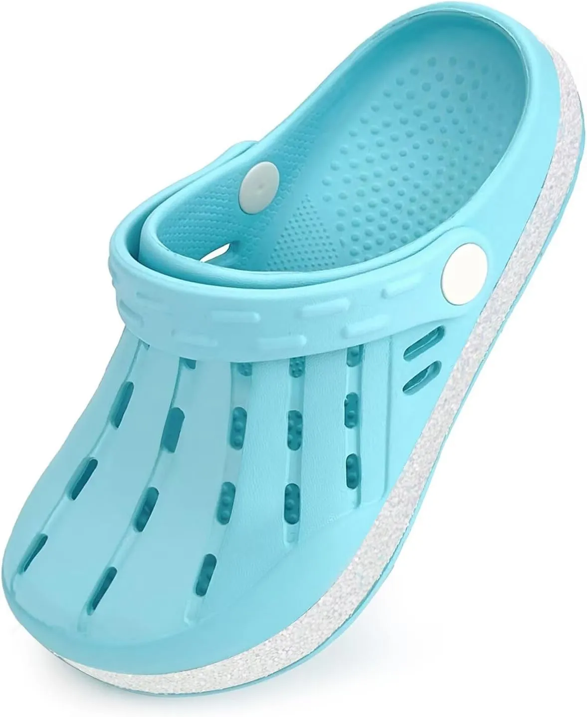 Cubufly Kids Garden Shoes Boys Girls Glitter Stripe Band Clogs Toddler Slip On Water Sandals Children Beach Pool Slipper