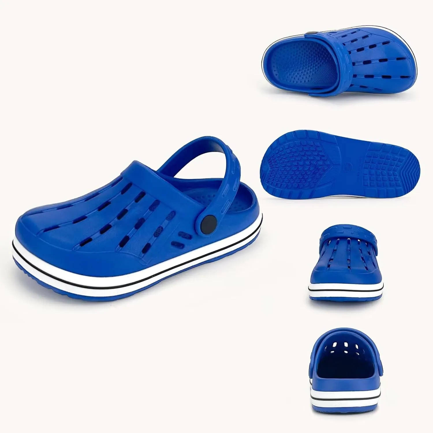 Cubufly Kids Garden Shoes Boys Girls Glitter Stripe Band Clogs Toddler Slip On Water Sandals Children Beach Pool Slipper