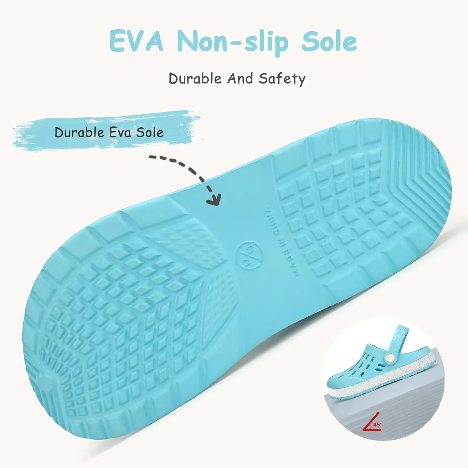 Cubufly Kids Garden Shoes Boys Girls Glitter Stripe Band Clogs Toddler Slip On Water Sandals Children Beach Pool Slipper