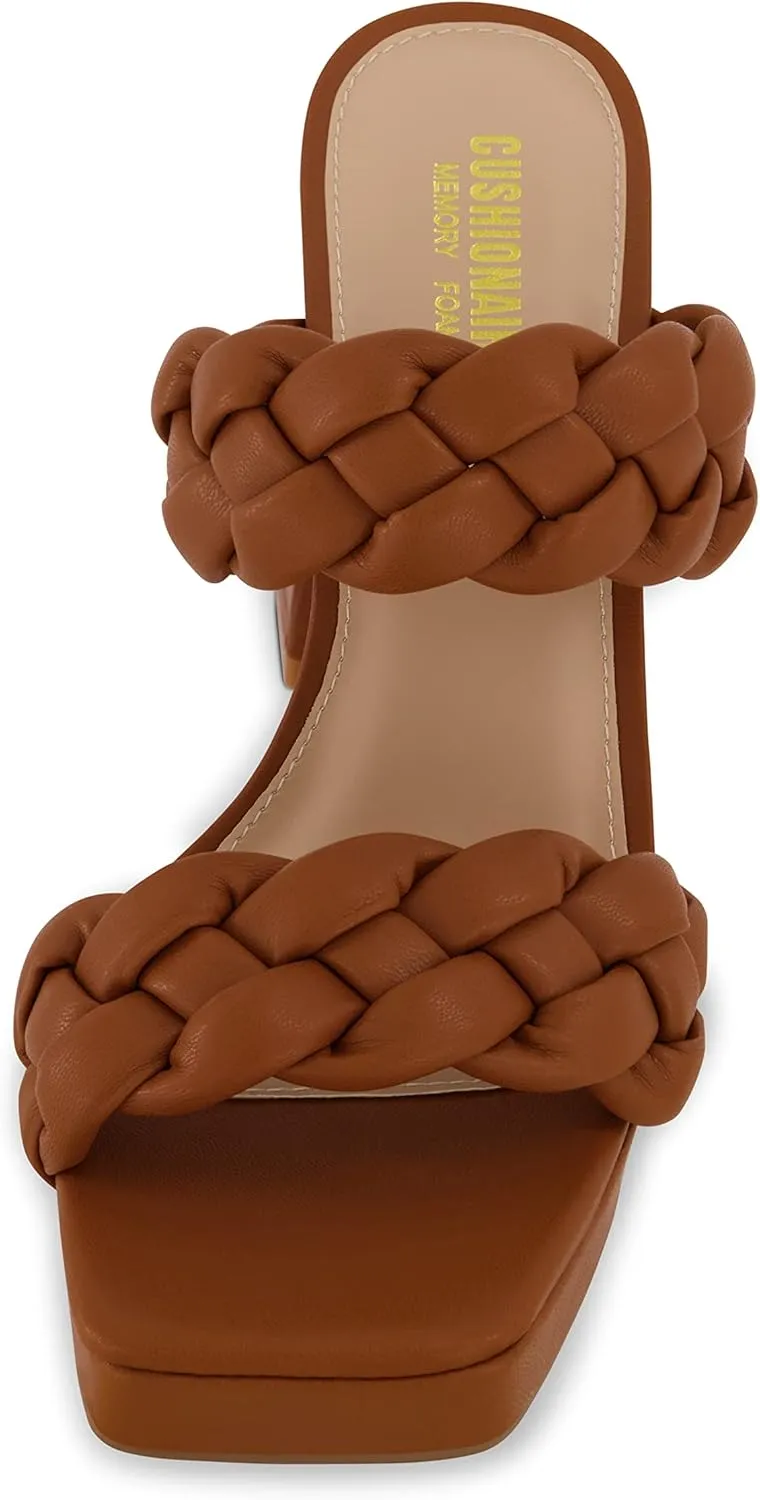 CUSHIONAIRE Women's Aurora braided platform sandal  Memory Foam and Wide Widths Available