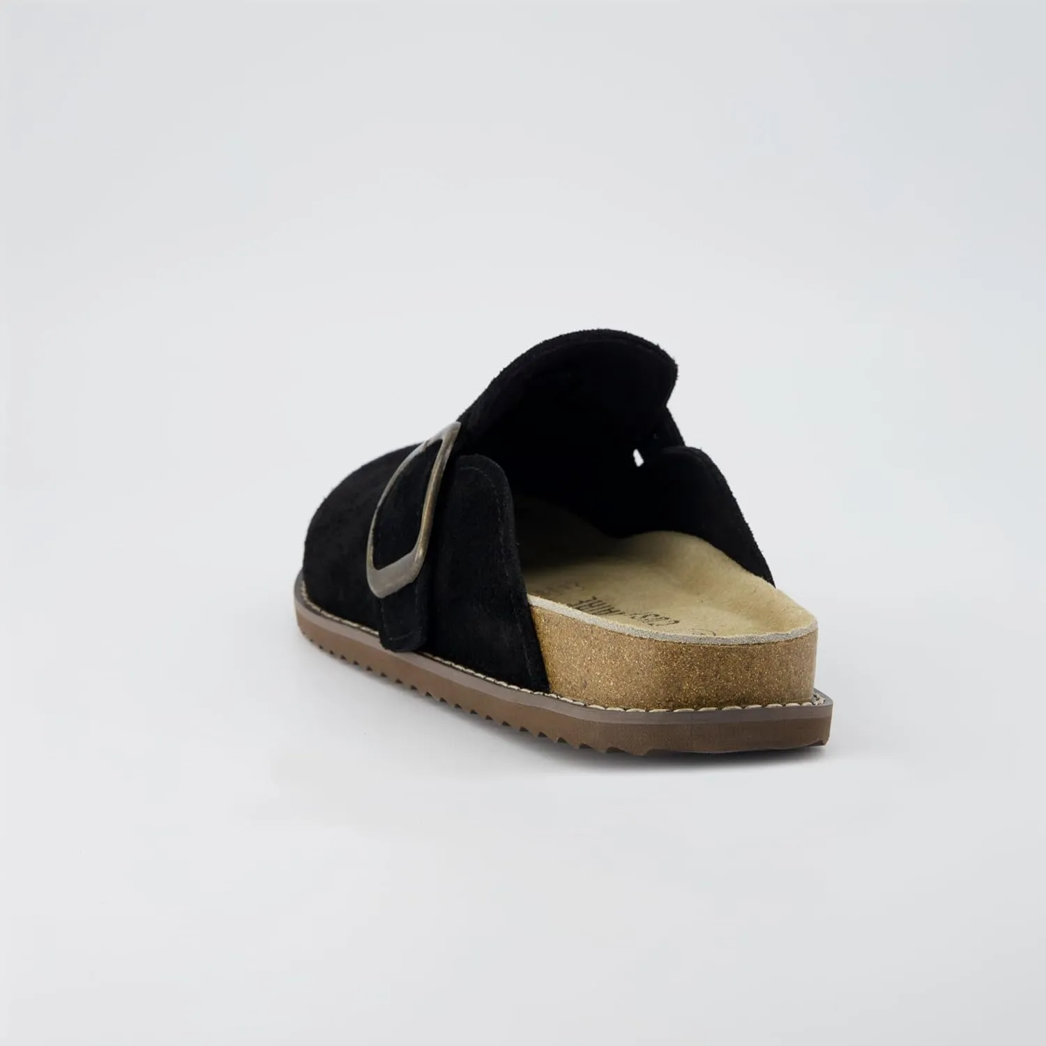 CUSHIONAIRE Women's Blain Genuine Suede Slip-On Clogs with   Memory Foam & Chic Buckle Mule - Comfortable, Non-Slip, Wide Widths Available