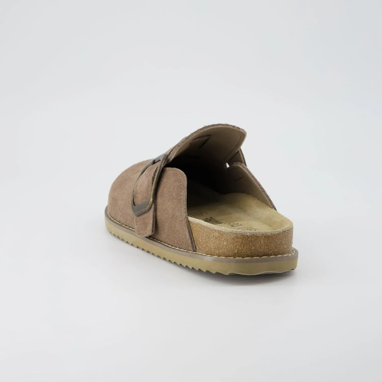 CUSHIONAIRE Women's Blain Genuine Suede Slip-On Clogs with   Memory Foam & Chic Buckle Mule - Comfortable, Non-Slip, Wide Widths Available