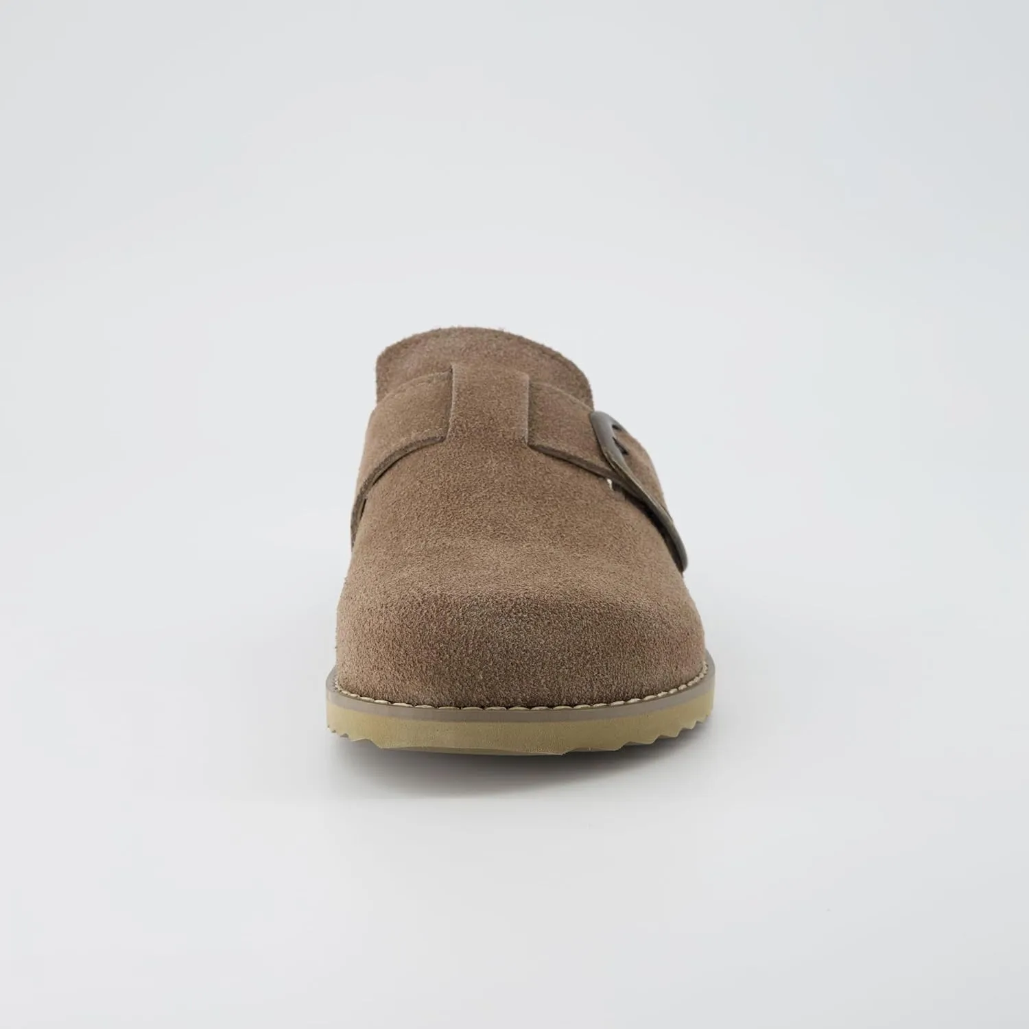 CUSHIONAIRE Women's Blain Genuine Suede Slip-On Clogs with   Memory Foam & Chic Buckle Mule - Comfortable, Non-Slip, Wide Widths Available