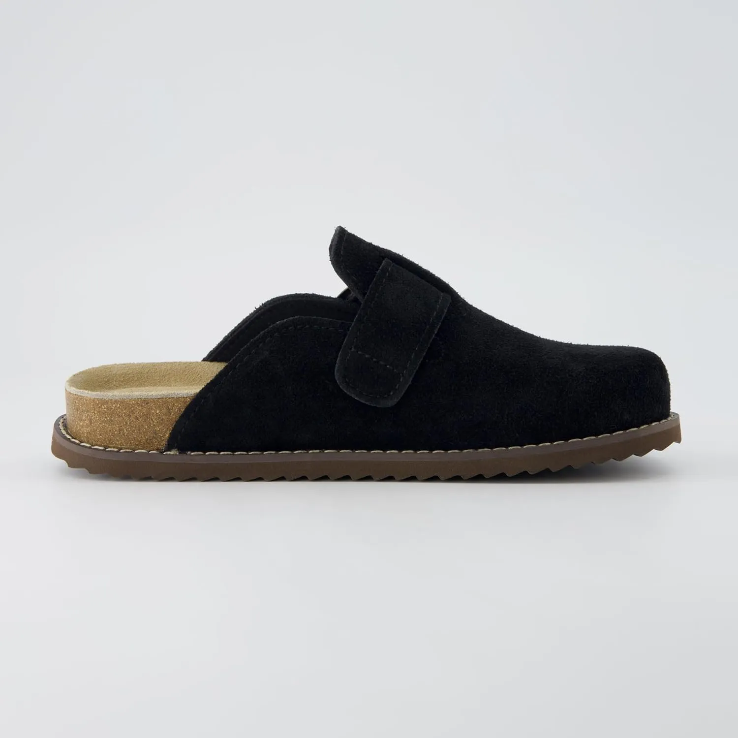 CUSHIONAIRE Women's Blain Genuine Suede Slip-On Clogs with   Memory Foam & Chic Buckle Mule - Comfortable, Non-Slip, Wide Widths Available