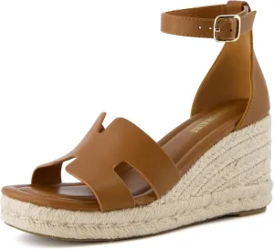 CUSHIONAIRE Women's Charlie Espadrille Wedge Sandal  Memory Foam and Wide Widths Available