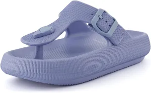 CUSHIONAIRE Women's Flo thong recovery cloud pool slide sandal with  Comfort