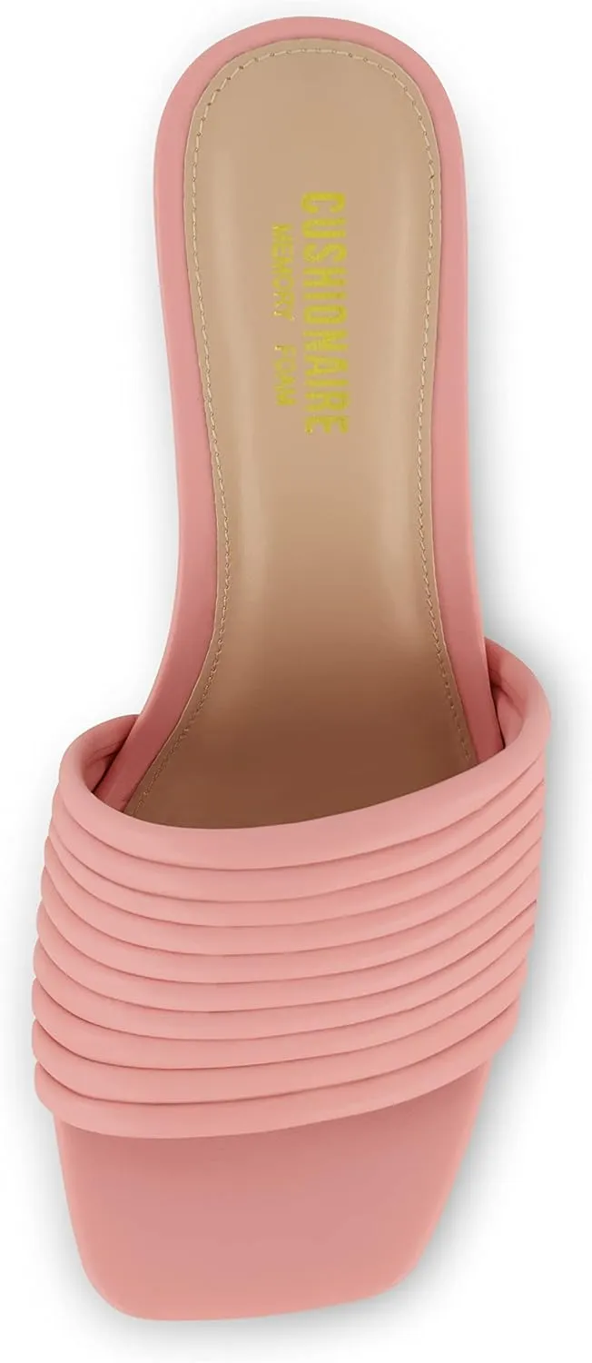 CUSHIONAIRE Women's Irma Strappy Block Heel Sandal  Memory Foam