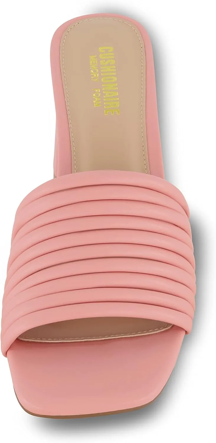 CUSHIONAIRE Women's Irma Strappy Block Heel Sandal  Memory Foam