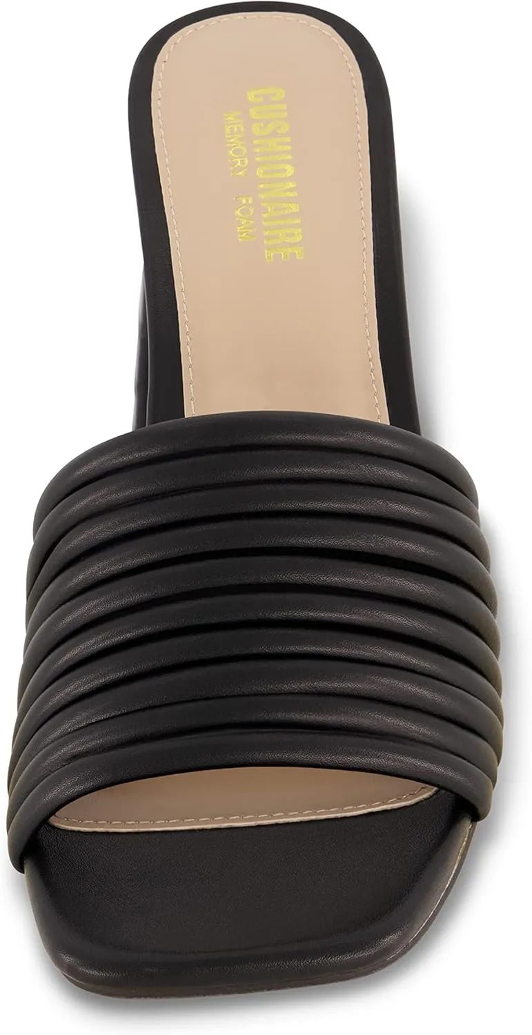 CUSHIONAIRE Women's Irma Strappy Block Heel Sandal  Memory Foam