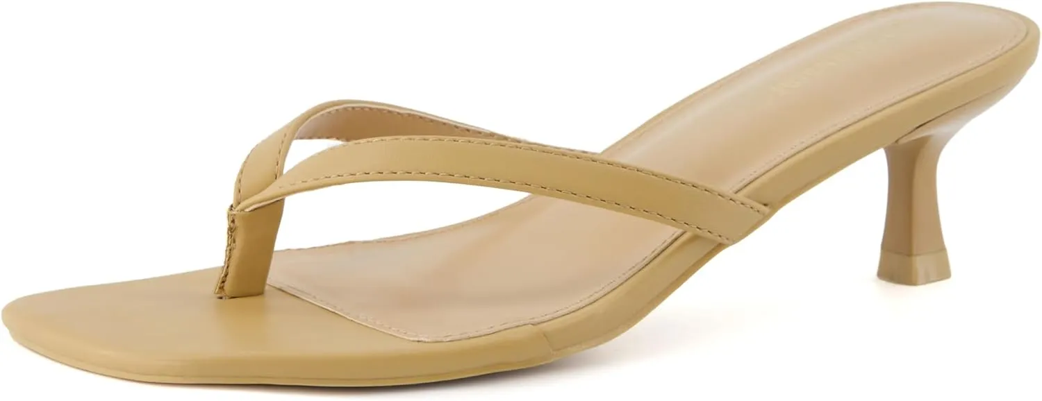 CUSHIONAIRE Women's Miami Kitten heel thong sandals  Memory Foam, Wide Widths Available