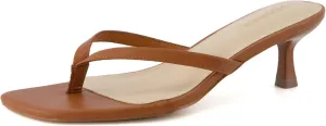 CUSHIONAIRE Women's Miami Kitten heel thong sandals  Memory Foam, Wide Widths Available