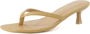 CUSHIONAIRE Women's Miami Kitten heel thong sandals  Memory Foam, Wide Widths Available