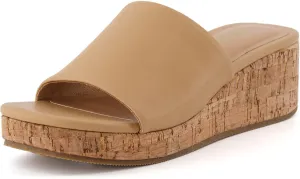 CUSHIONAIRE Women's Nano cork wedge sandal  Memory Foam, Wide Widths Available