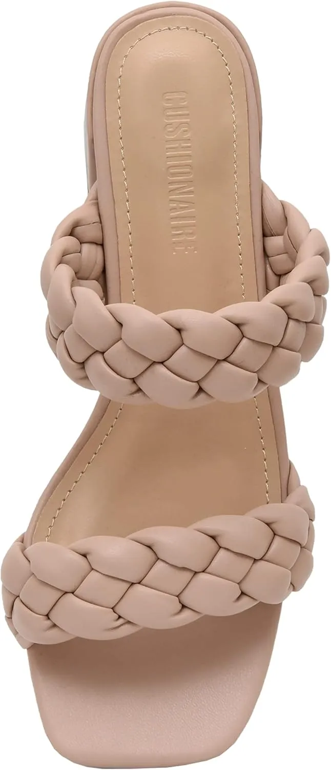 CUSHIONAIRE Women's Onyx braided Heel Sandal  Memory Foam, Wide Widths Available