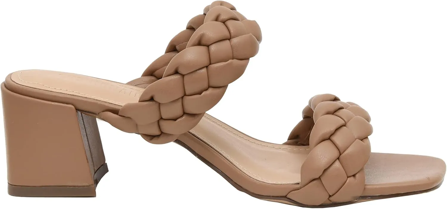 CUSHIONAIRE Women's Onyx braided Heel Sandal  Memory Foam, Wide Widths Available