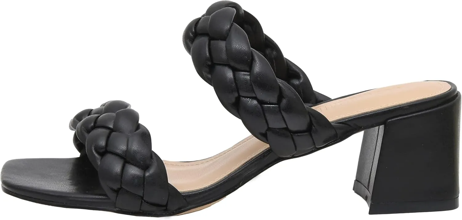 CUSHIONAIRE Women's Onyx braided Heel Sandal  Memory Foam, Wide Widths Available