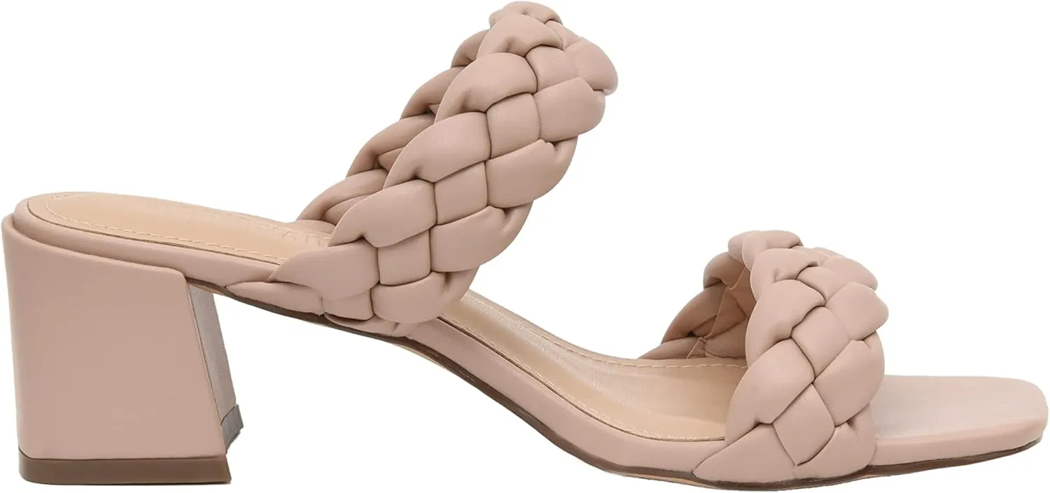 CUSHIONAIRE Women's Onyx braided Heel Sandal  Memory Foam, Wide Widths Available