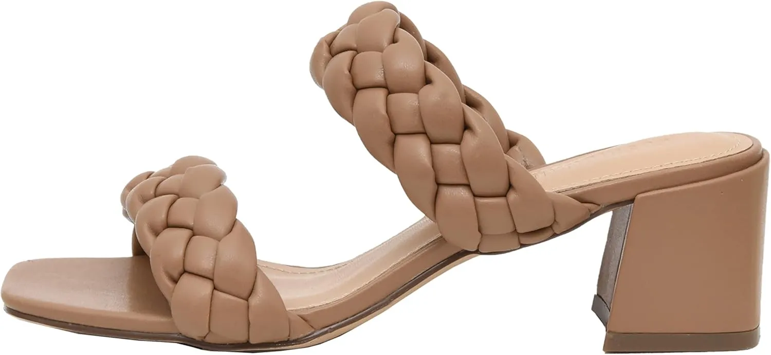 CUSHIONAIRE Women's Onyx braided Heel Sandal  Memory Foam, Wide Widths Available