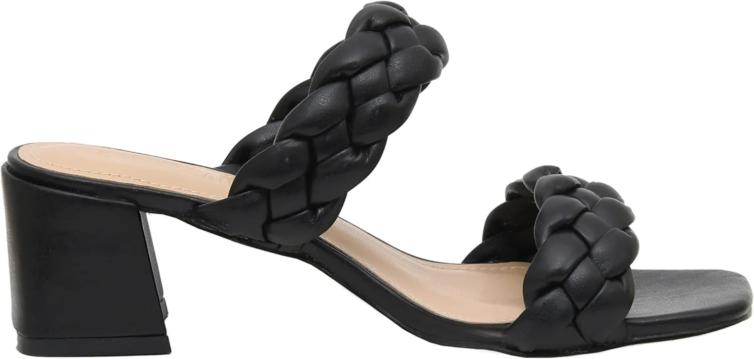 CUSHIONAIRE Women's Onyx braided Heel Sandal  Memory Foam, Wide Widths Available