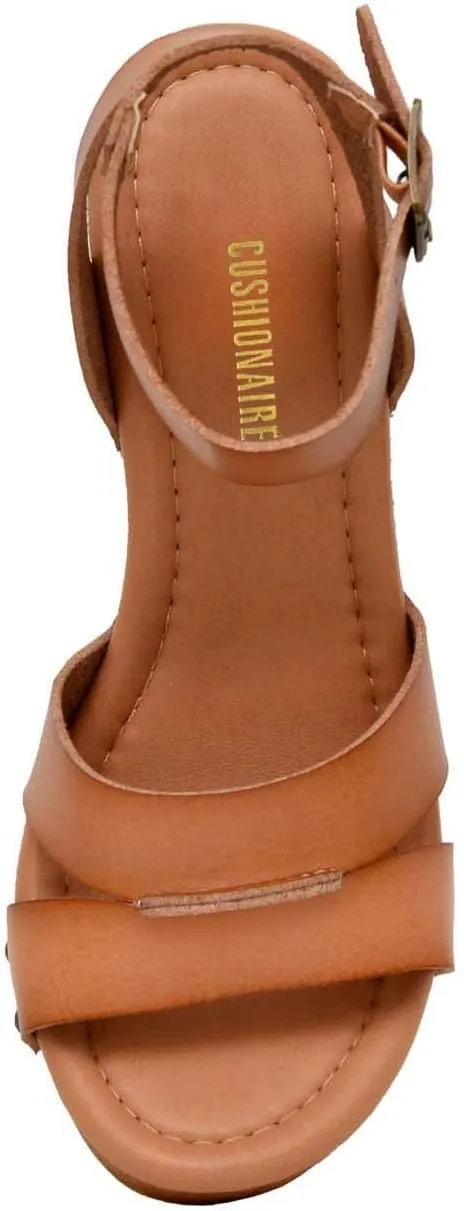 CUSHIONAIRE Women's Sandra Faux Wood Sandal  LiteSole Technology, Wide Widths Available