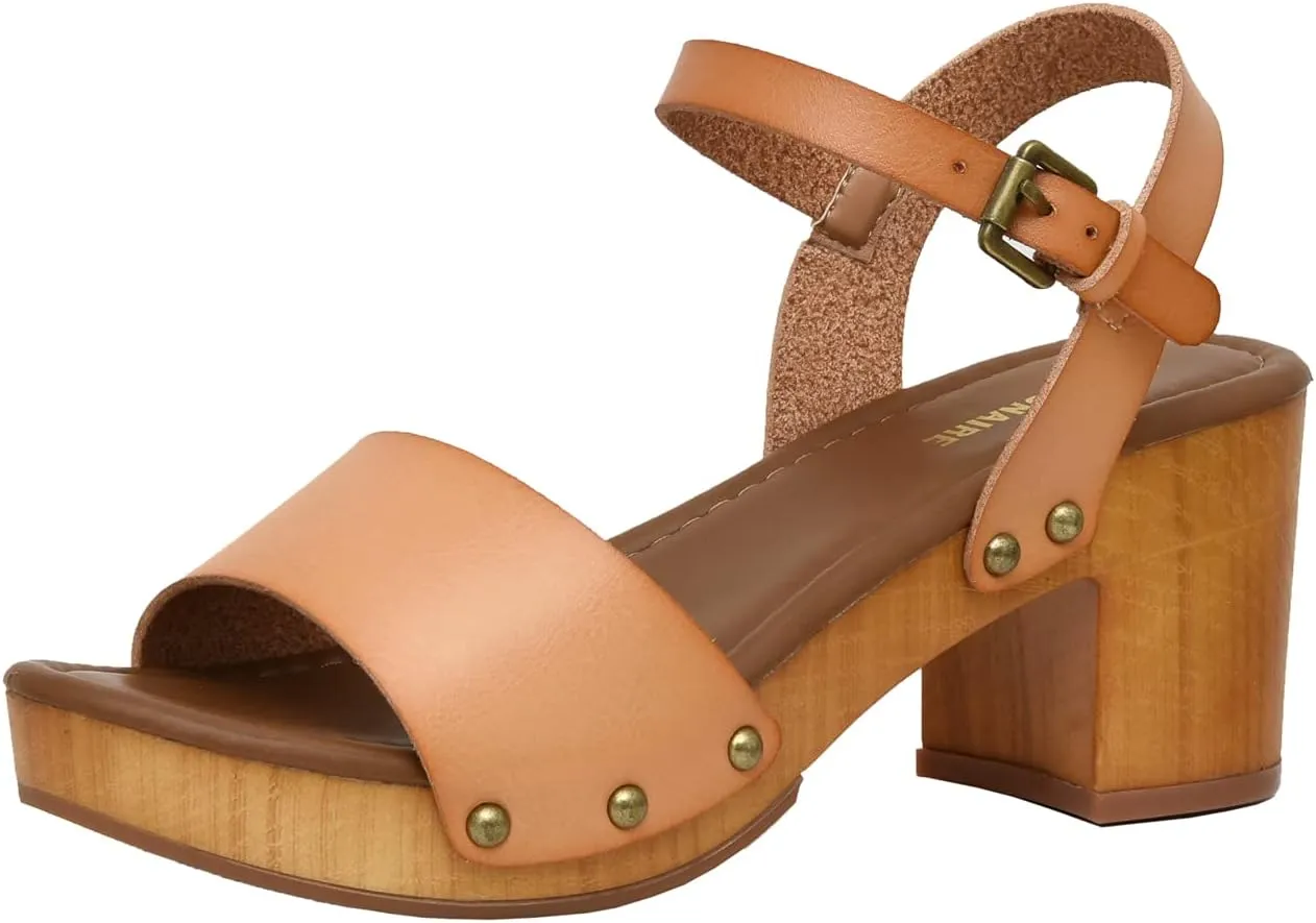 CUSHIONAIRE Women's Sloan Faux Wood Sandal  Memory Foam Insole & LiteSole Technology -Wide Widths Available