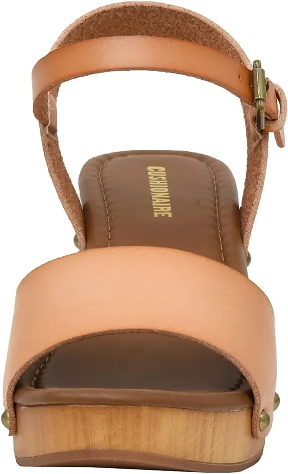 CUSHIONAIRE Women's Sloan Faux Wood Sandal  Memory Foam Insole & LiteSole Technology -Wide Widths Available