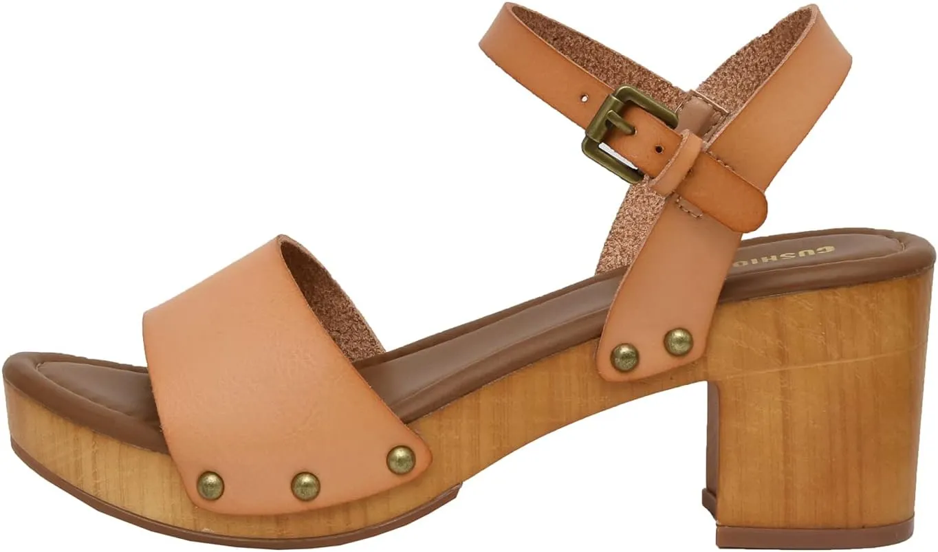 CUSHIONAIRE Women's Sloan Faux Wood Sandal  Memory Foam Insole & LiteSole Technology -Wide Widths Available