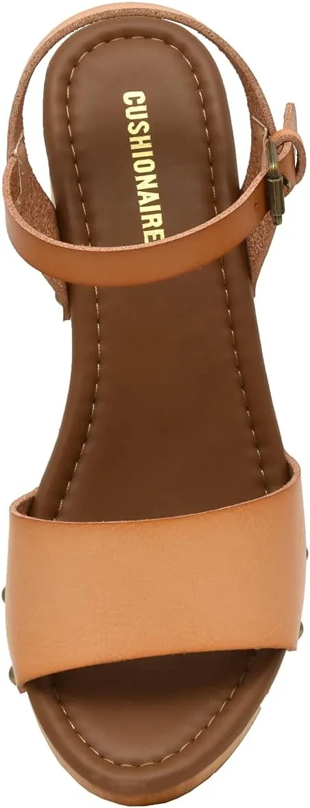 CUSHIONAIRE Women's Sloan Faux Wood Sandal  Memory Foam Insole & LiteSole Technology -Wide Widths Available