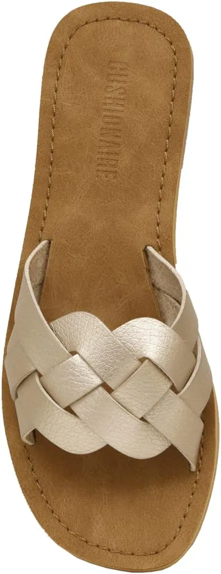 CUSHIONAIRE Women's Winnie woven slide Sandal  Comfort Foam