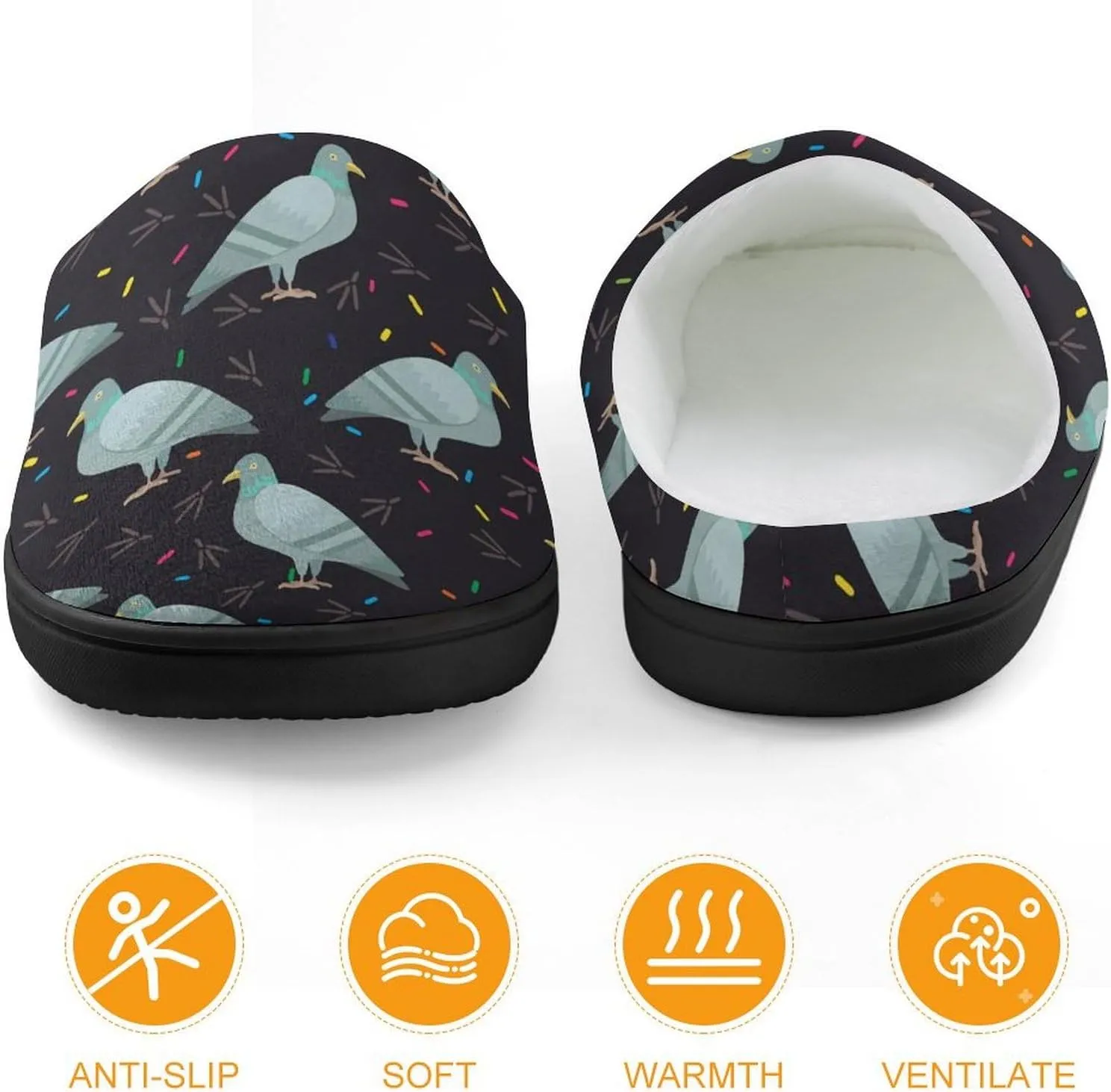 Cute Cartoon Pigeon Birds Kids Toddler Cotton Slippers Slip-on House Shoes for Bedroom Indoor Outdoor