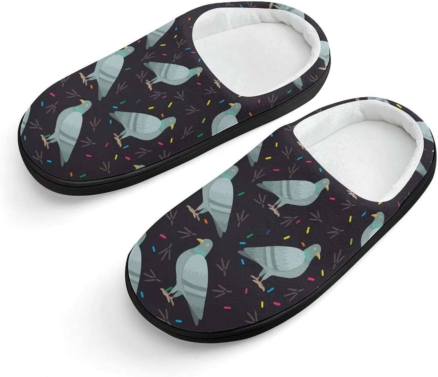 Cute Cartoon Pigeon Birds Kids Toddler Cotton Slippers Slip-on House Shoes for Bedroom Indoor Outdoor