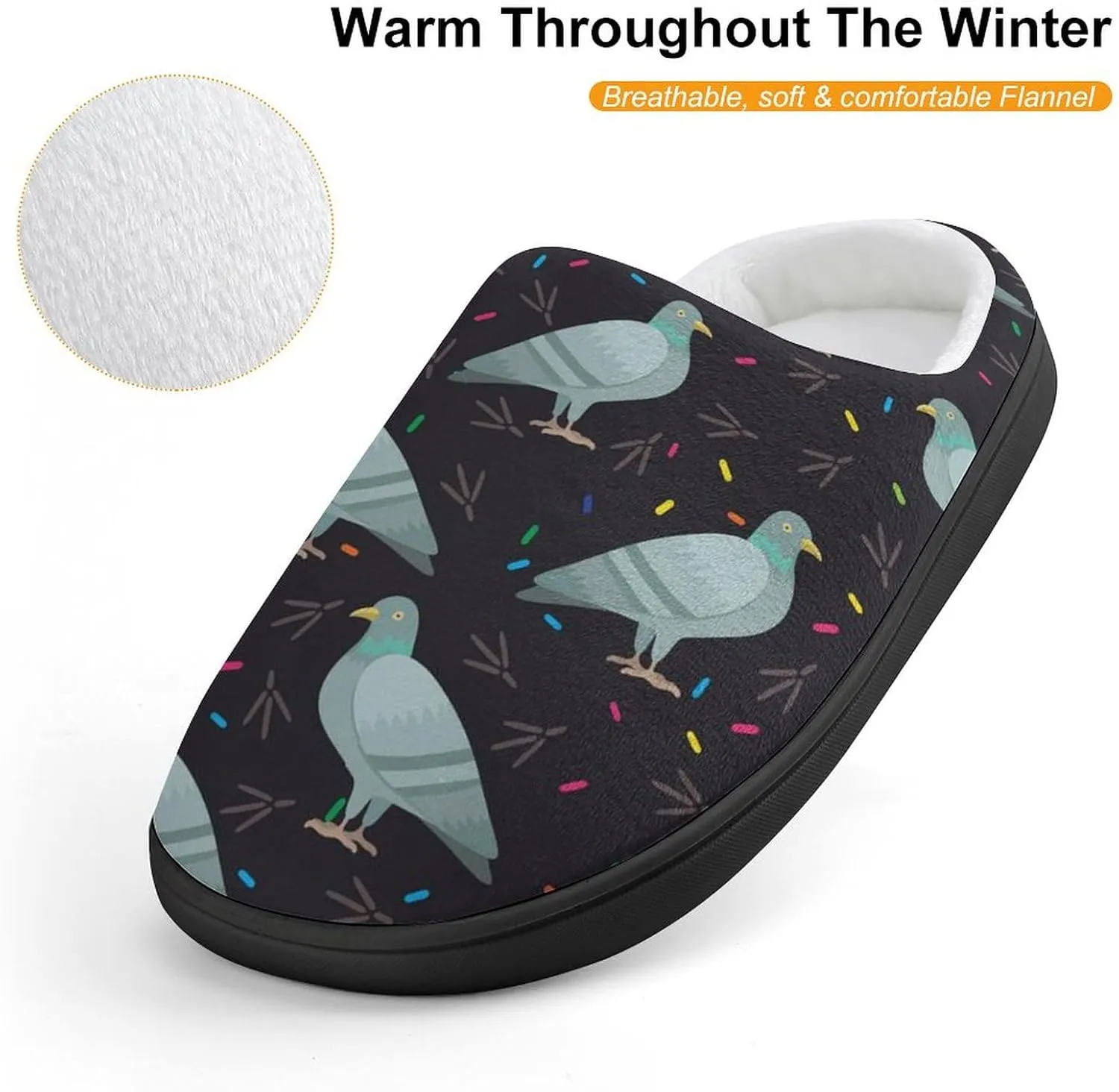 Cute Cartoon Pigeon Birds Kids Toddler Cotton Slippers Slip-on House Shoes for Bedroom Indoor Outdoor