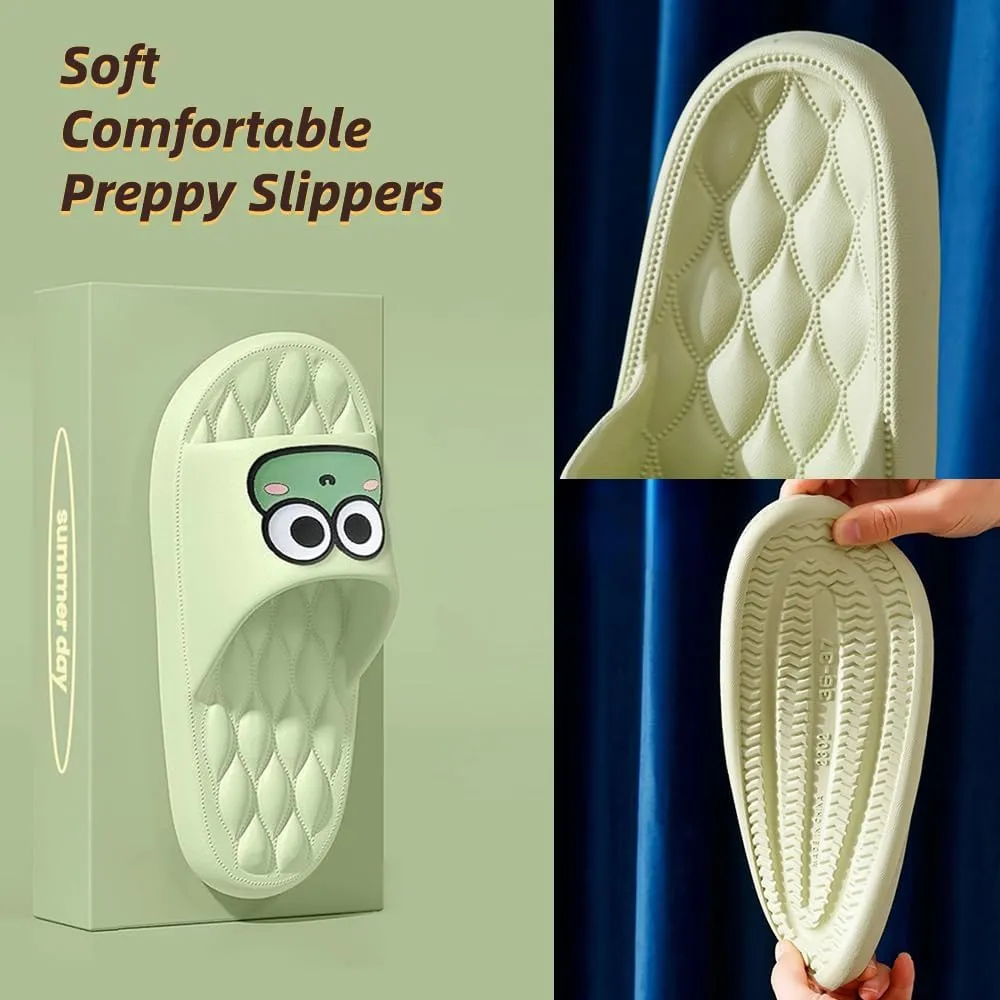 Cute Frog Slippers Women Men House Slides Preppy Slipper Kawaii Animal Slipper Comfy Shower Sandals Bathroom Shoes Slip on Indoor Outdoor Slipper Home Slipper Creative Gifts