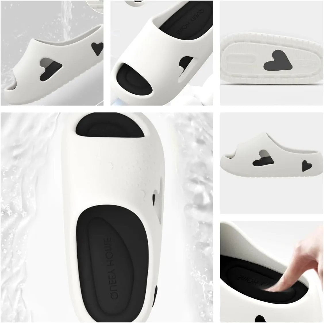 Cute Kawaii Multi Colored Love Heart Pillow Slipper Cloud Slides Non-Slip Summer Slipper